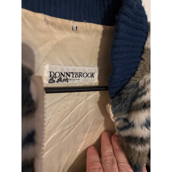 Vintage Donny Brooke Aztec Print Faux Fur Plush Bomber Jacket Size Men’s Large - Picture 3 of 7